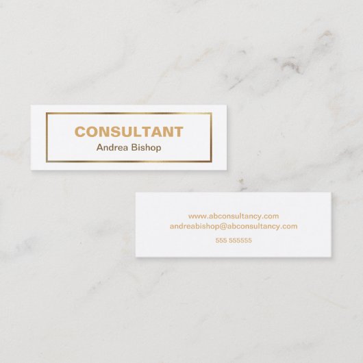 Mini Carte de visite classique simple cadre or (Devant / Derrière)