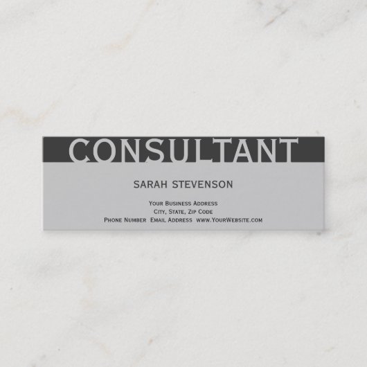 Mini Carte de visite consultant moderne simple en gris  (Devant)