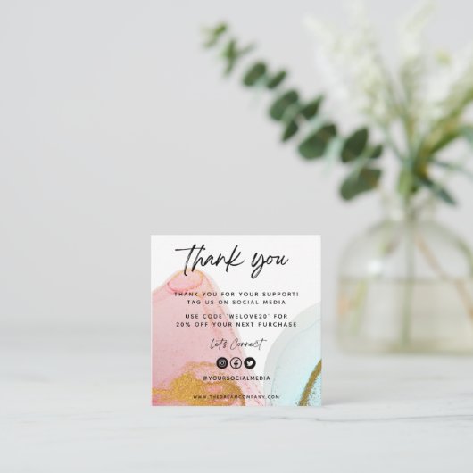 Mini Carte de visite couleur rose (Debout devant)