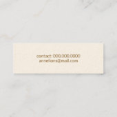 Mini carte de visite crème signature avec nom de script (Dos)