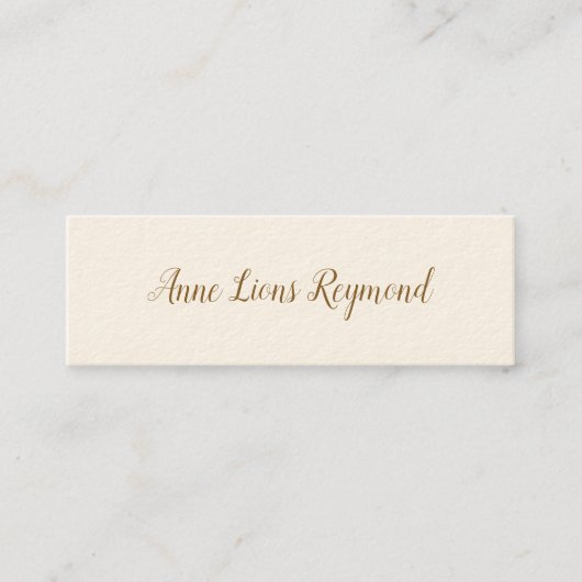 Mini carte de visite crème signature avec nom de script (Devant)