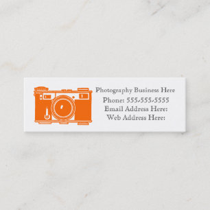 Mini Carte de visite de caméra de couleur orange rétro