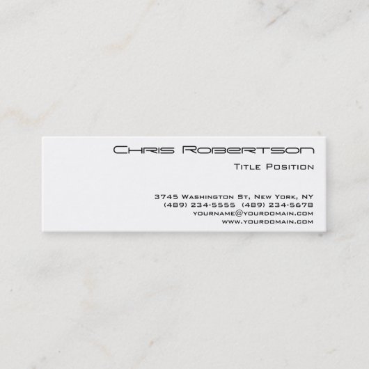 Mini Carte de visite de charme noir mince (Devant)