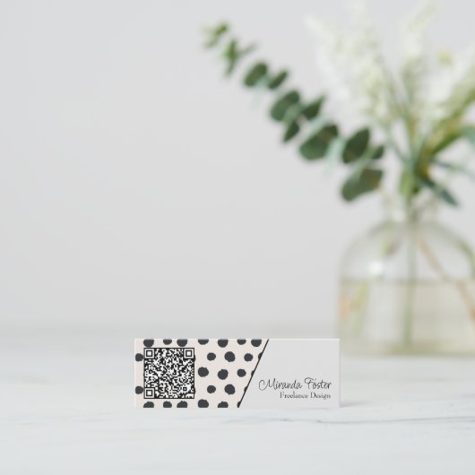 Mini Carte de visite de code QR pointillé simple (Debout devant)