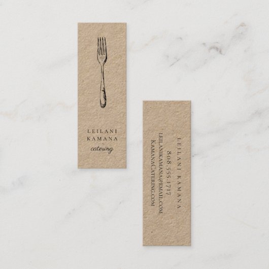Mini carte de visite de fourchette rustique de (Devant / Derrière)