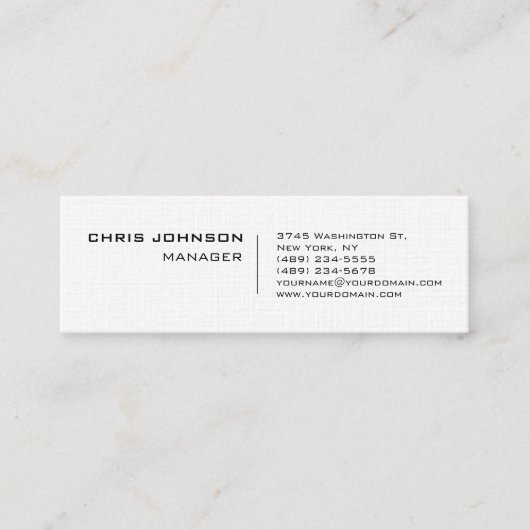 Mini Carte de visite de gestionnaire unique Slim Linen (Devant)