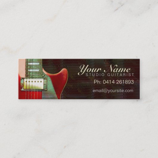Mini carte de visite de guitare rouge électrique (Devant)