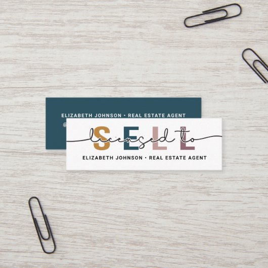 Mini Carte de visite de l'agent immobilier agréé bleu m (Devant/Arrière en situation)