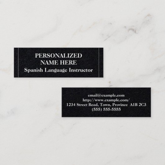 Mini Carte de visite de l'instructeur de langue espagno (Devant / Derrière)