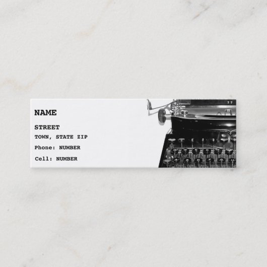 Mini Carte de visite de livre de romancier d'auteur de (Devant)