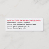 Mini Carte de visite de Lynn Zazzle de maths de karaté (Dos)