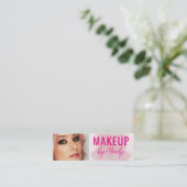 Mini Carte de visite de maquillage à script rose  (Debout devant)