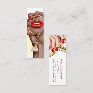 Mini Carte de visite de maquilleuse chic rouge et or Gl