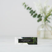 Mini Carte de visite de marbre blanc moderne d'or vert (Debout devant)