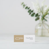 Mini Carte de visite de Monogramme blanc beige fin tend (Debout devant)