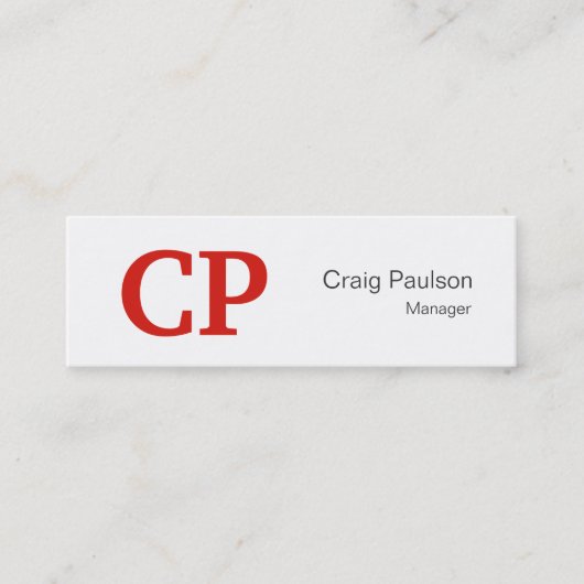 Mini Carte de visite de Monogramme blanc rouge tendance (Devant)