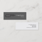 Mini Carte de visite de monogramme gris mince (Devant / Derrière)
