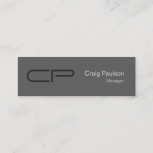 Mini Carte de visite de monogramme gris mince