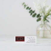 Mini Carte de visite de Monogramme noir blanc mince mod (Debout devant)