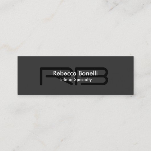 Mini Carte de visite de Monogramme noir gris maigre (Devant)