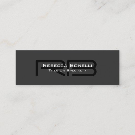 Mini Carte de visite de Monogramme noir gris maigre (Devant)