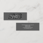 Mini Carte de visite de Monogramme noir gris maigre (Devant / Derrière)