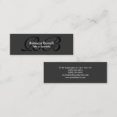 Mini Carte de visite de Monogramme noir gris maigre (Devant / Derrière)