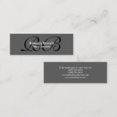 Mini Carte de visite de Monogramme noir gris maigre (Devant / Derrière)