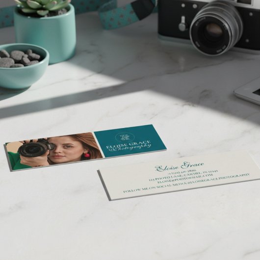 Mini Carte de visite de photographe moderne turquoise