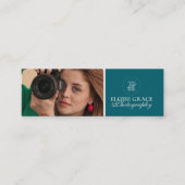 Mini Carte de visite de photographe moderne turquoise (Devant)