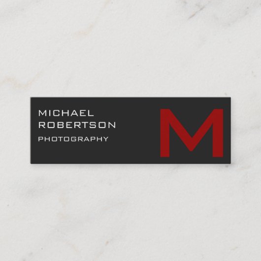 Mini Carte de visite de photographe Slim Red Grey (Devant)