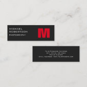 Mini Carte de visite de photographe Slim Red Grey (Devant / Derrière)