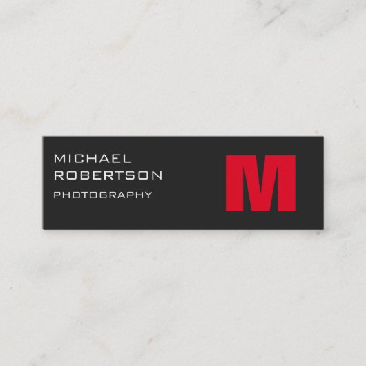 Mini Carte de visite de photographe Slim Red Grey (Devant)