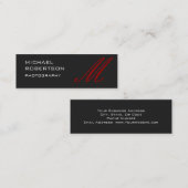 Mini Carte de visite de photographe Slim Red Grey (Devant / Derrière)