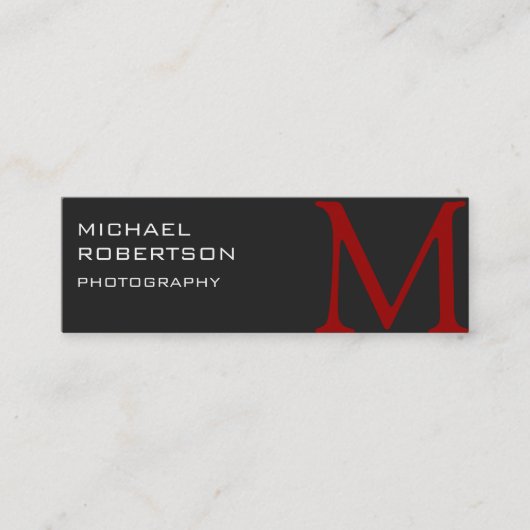 Mini Carte de visite de photographe Slim Red Grey (Devant)