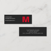 Mini Carte de visite de photographe Slim Red Grey (Devant / Derrière)
