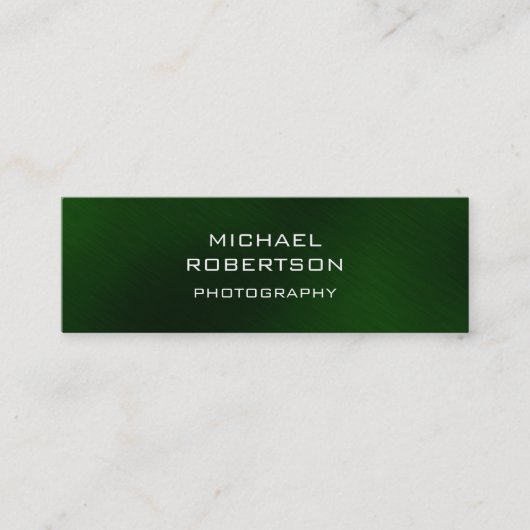 Mini Carte de visite de photographe vert tendance mince (Devant)