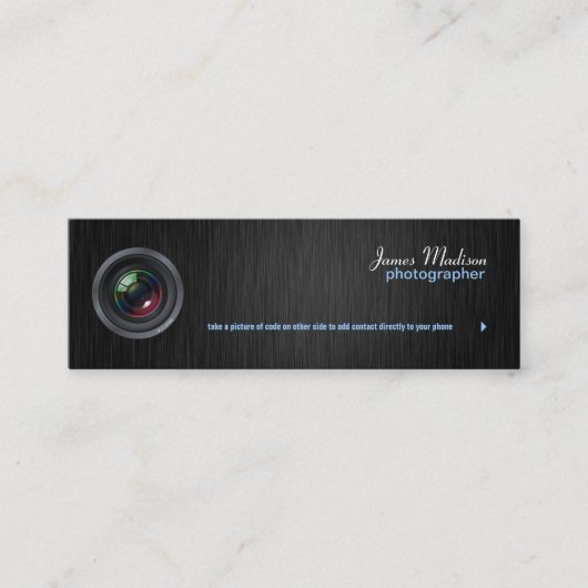 Mini Carte de visite de photographie élégant avec code  (Devant)