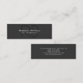 Mini Carte de visite de script noir gris mince (Devant / Derrière)