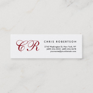 Mini Carte de visite de taille mince blanc Monogramme r