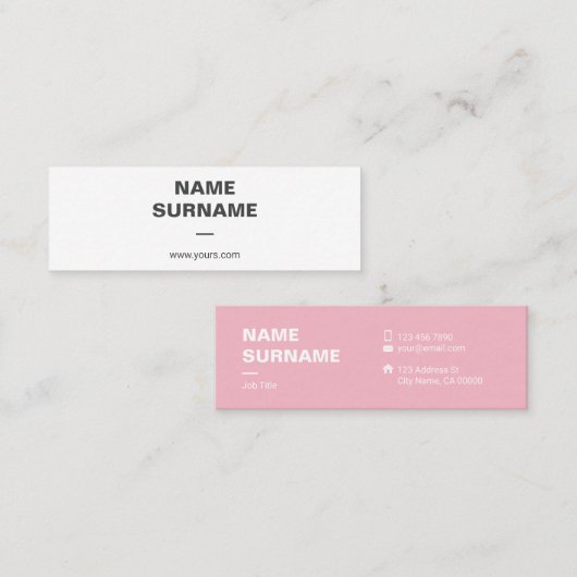 Mini carte de visite de typographie minimale (Devant / Derrière)