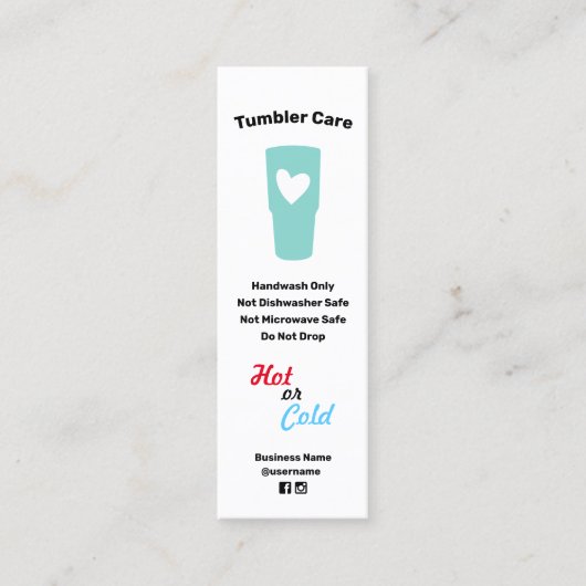 Mini Carte de visite des instructions de soins du tamis (Devant)