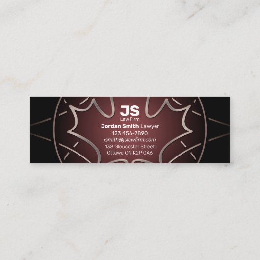 Mini Carte de visite des Services canadiens (Dos)