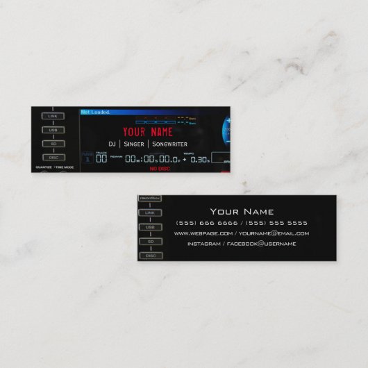 Mini Carte de visite DJ version 2 (Devant / Derrière)