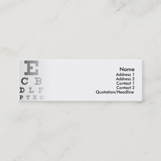 Mini Carte de visite du diagramme des yeux (Devant)