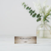 Mini Carte de visite en bois de café foncé élégant (Debout devant)