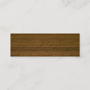 Mini carte de visite en bois foncé de guitariste