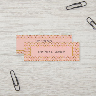 Mini Carte de visite féminine rose à motif zigzag doré