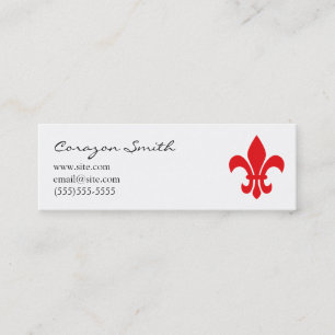 Mini Carte de visite fine Fleur de Lis Rouge