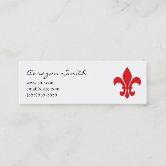 Mini Carte de visite fine Fleur de Lis Rouge (Devant)